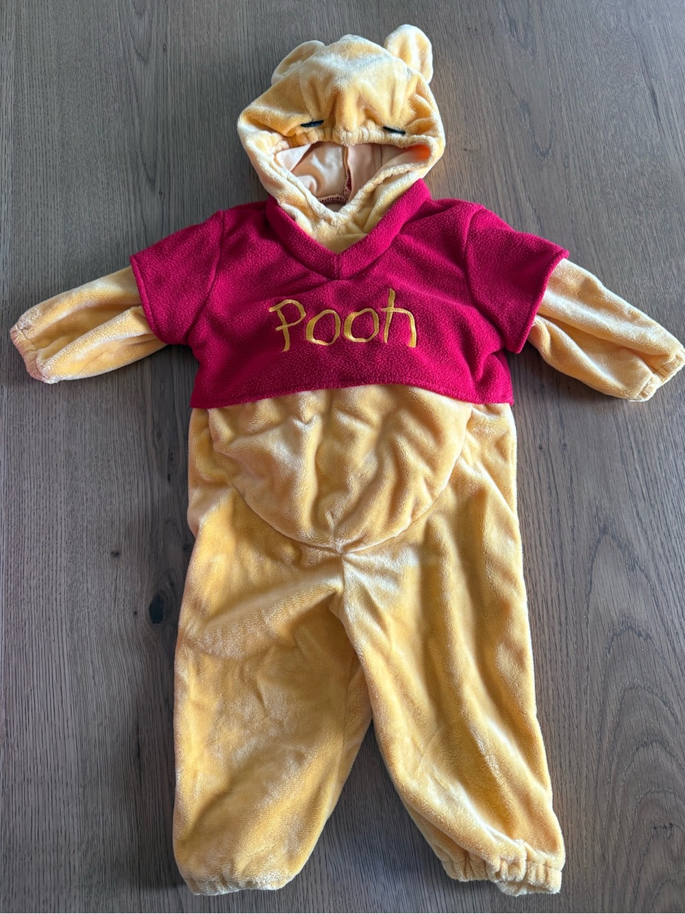 Disney Plush Pooh Hooded Costume with padded belly in Yellow and Red